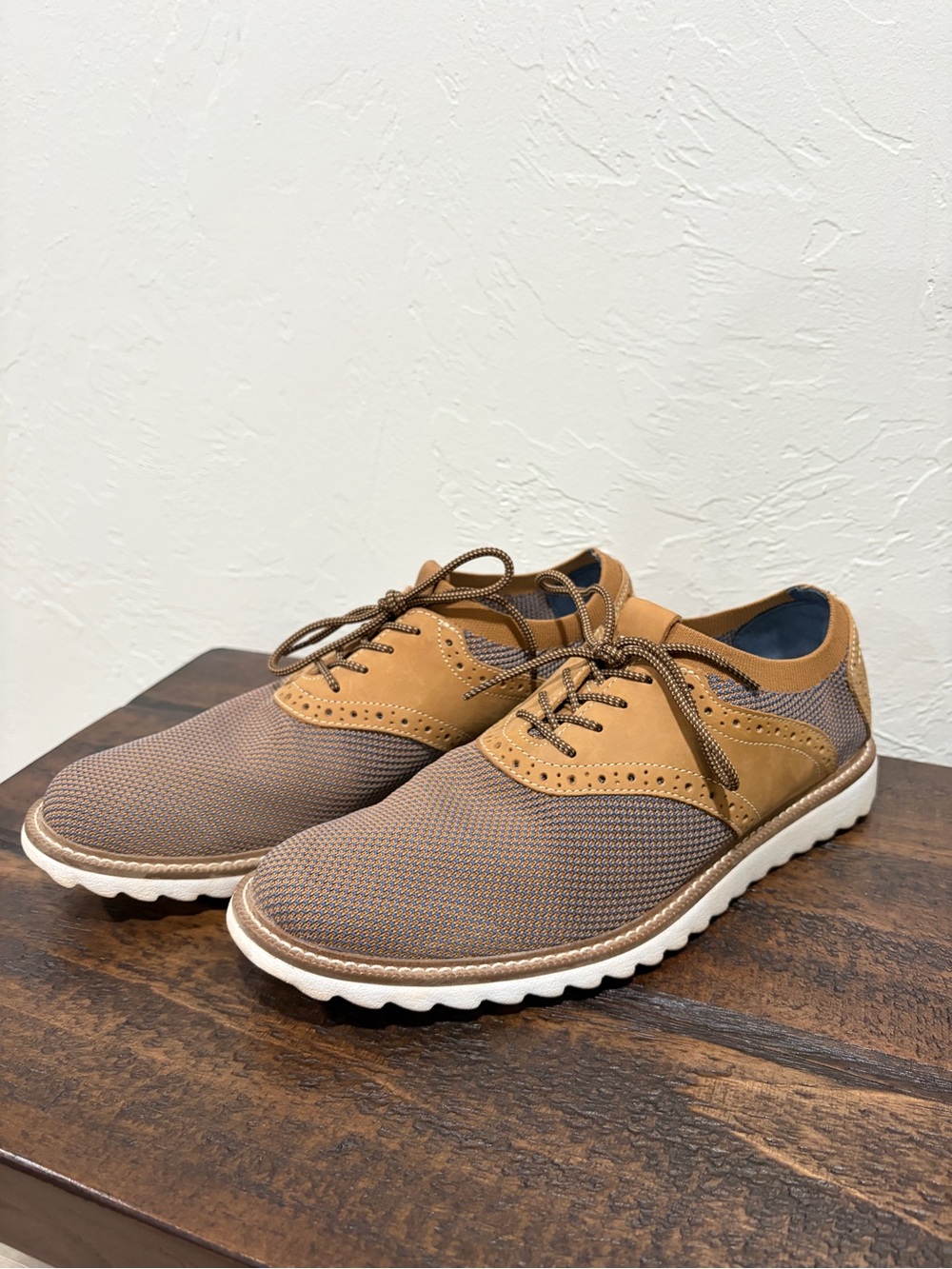 Johnston & Murphy Two-Tone Navy and Tan Wingtip Derbys